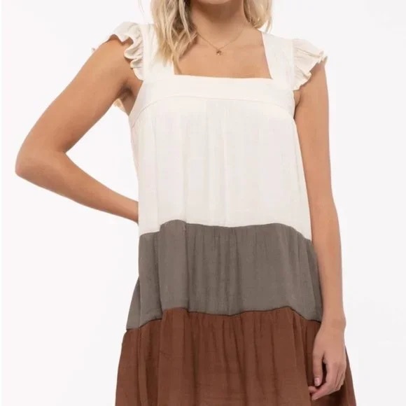 MINE Colorblock Ruffle Dress - Picture 1 of 10